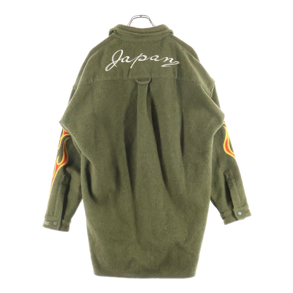 READY MADE(レディメイド) 17AW OVERSIZE SHIRT オーバーサイズシャツ デザイン刺繍 シャツジャケット カーキ