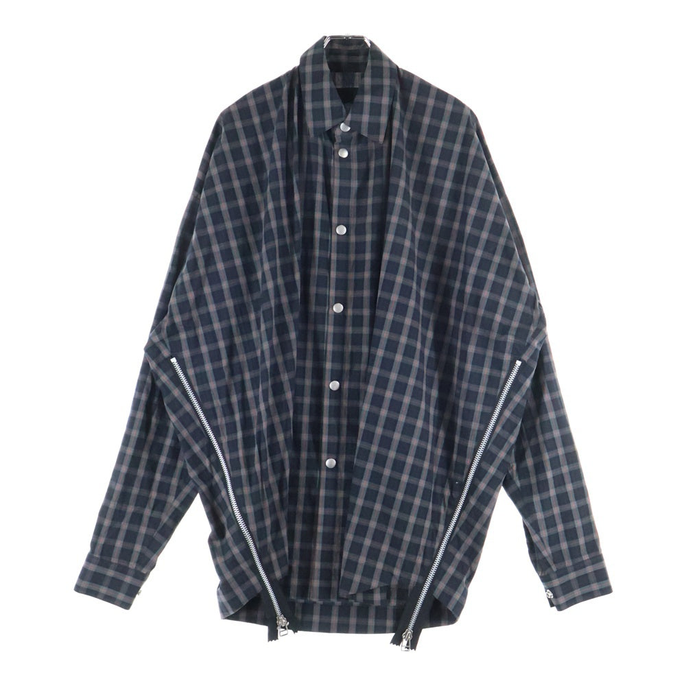 Marvine Pontiak shirt makers(マーヴィンポンティアックシャツメイカーズ) サイドジップスリット チェックシャツ ブラック