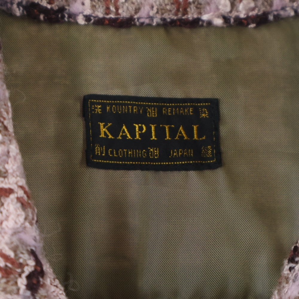 KAPITAL(キャピタル) fancy tweed board shirt ファンシー ツイード ボード 長袖シャツジャケット ピンク K2410LS092