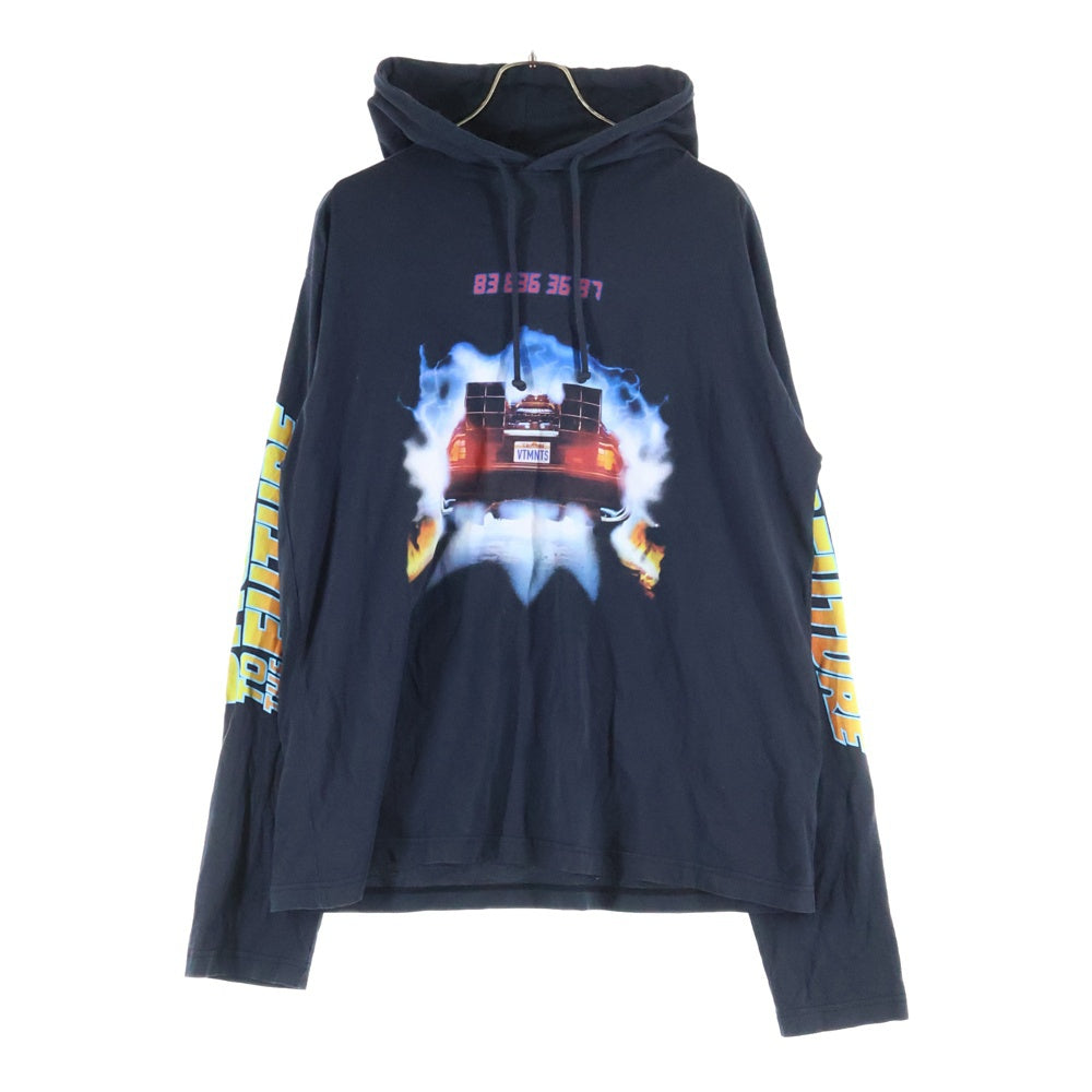 VETEMENTS(ヴェトモン) 22SS BACK TO THE FUTURE HOODIE バックトゥザフューチャー グラフィックプリント プルオーバーパーカー ブラック VL12TR400B