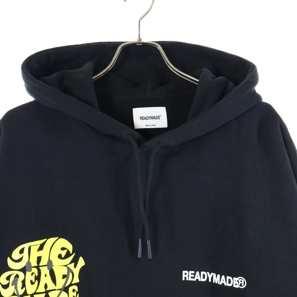 READY MADE(レディメイド) 20SS Smile Hoodie スマイル フレイム プリント フーディ スウェット プルオーバー パーカー ブラック RE-C0-BK-00-00-106