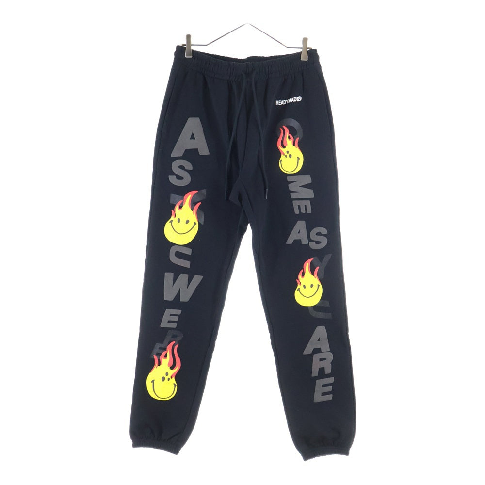 READY MADE(レディメイド) ファイヤー スマイルプリント スウェットパンツ ブラック RE-CO-BK-00-00-107