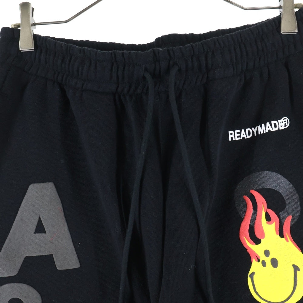 READY MADE(レディメイド) ファイヤー スマイルプリント スウェットパンツ ブラック RE-CO-BK-00-00-107