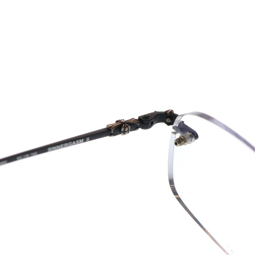 CHROME HEARTS(クロムハーツ) SINNERGASM II クロステンプル リムレス アイウェア 眼鏡 ブラック/シルバー