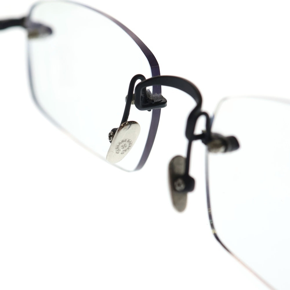 CHROME HEARTS(クロムハーツ) SINNERGASM II クロステンプル リムレス アイウェア 眼鏡 ブラック/シルバー