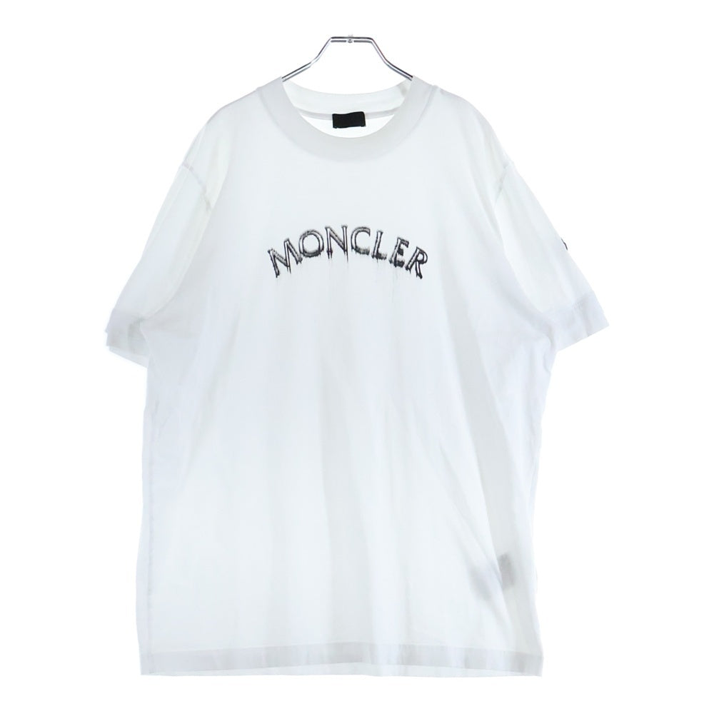 MONCLER(モンクレール) 24SS 水性ロゴプリント 半袖Tシャツカットソー ホワイト J10918C00002 89A17