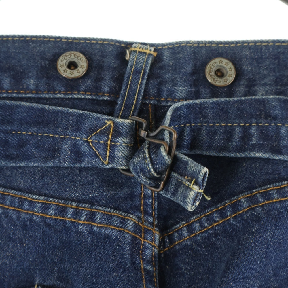 NO BRAND(ノーブランド) SALTY DOG ダブルニー ボタンフライデニム シンチバック付き インディゴ