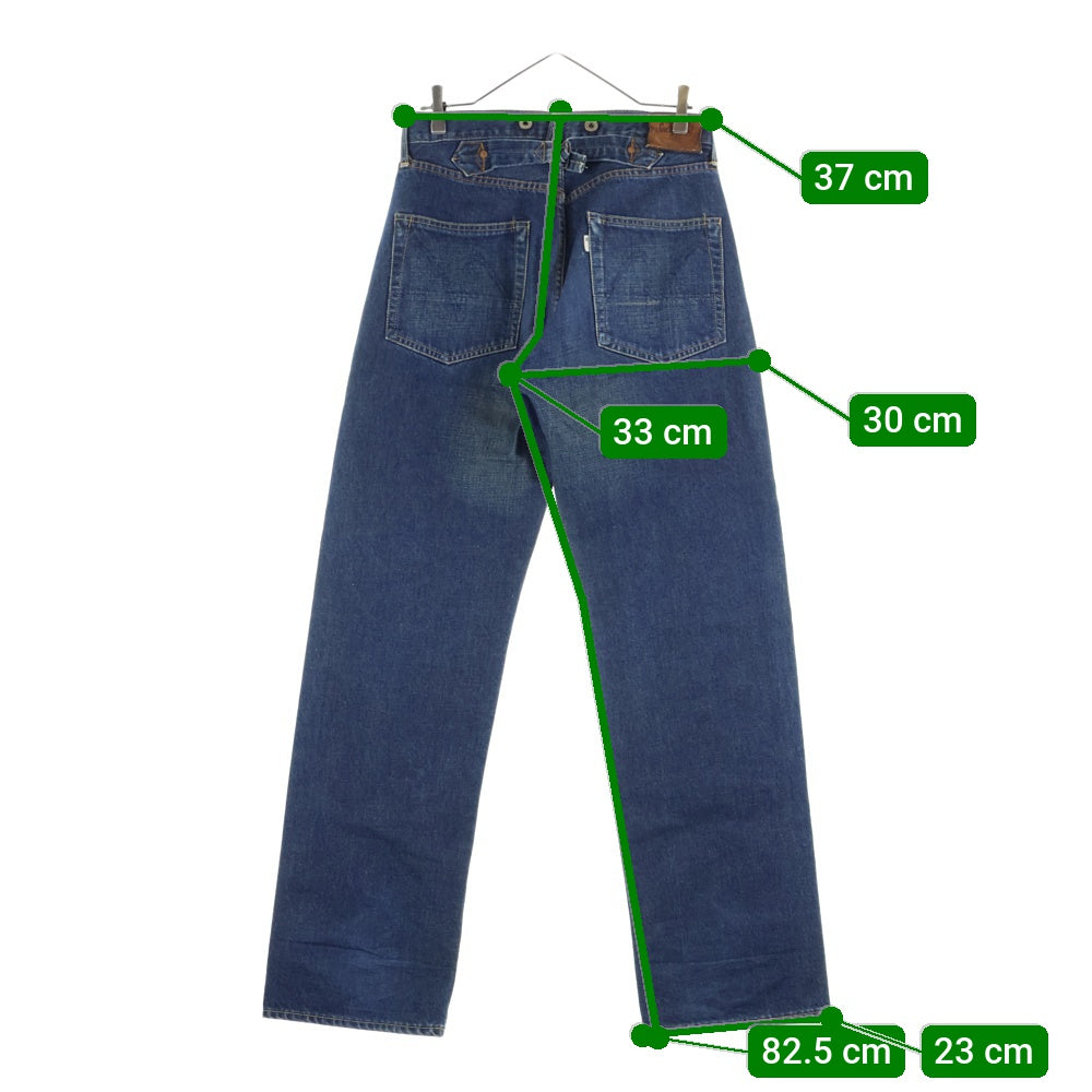 NO BRAND(ノーブランド) SALTY DOG ダブルニー ボタンフライデニム シンチバック付き インディゴ