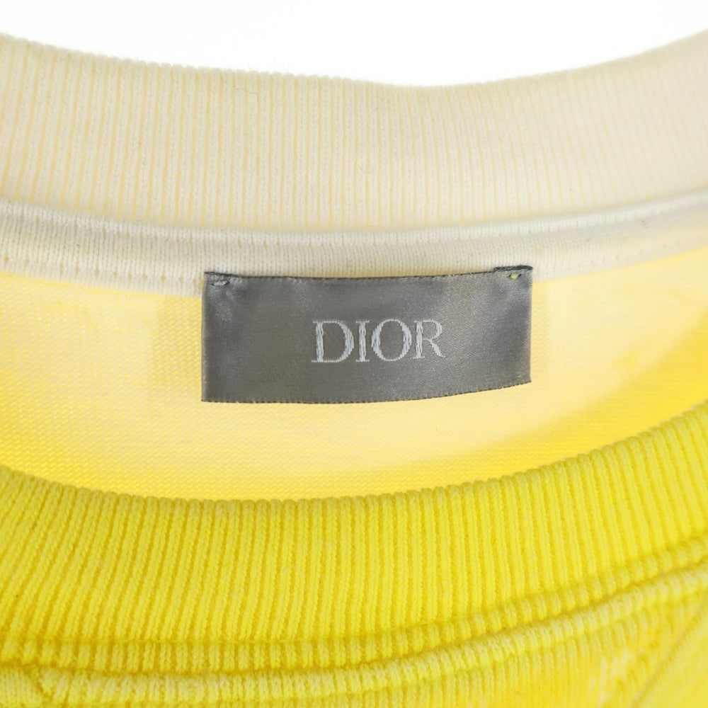 DIOR(ディオール) 20AW ×SHAWN STUSSY ショーン ステューシー ロゴプリント クルーネック コットン 半袖Tシャツ カットソー イエロー 033J625E0554