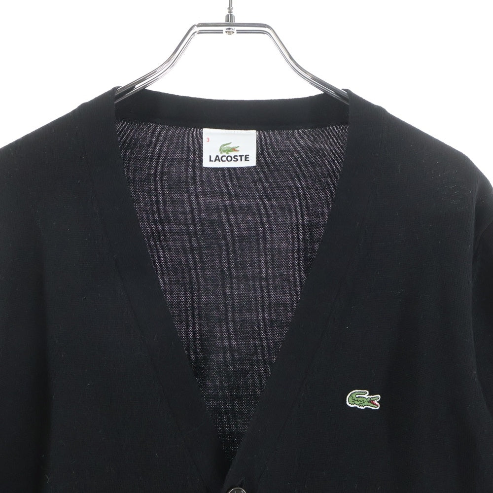 LACOSTE(ラコステ) 胸ロゴ ウールニットカーディガン ブラック