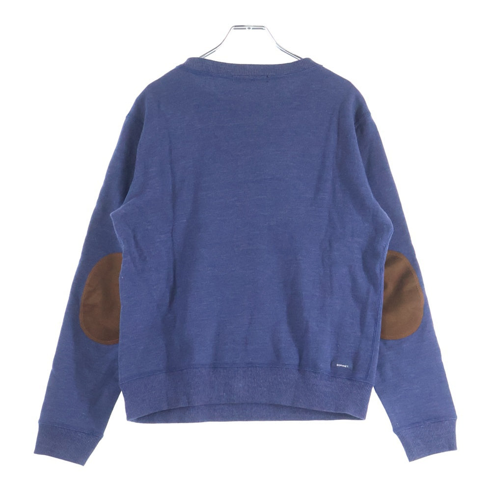 SOPHNET.(ソフネット) エルボーパッチ クルーネックスウェット ネイビー