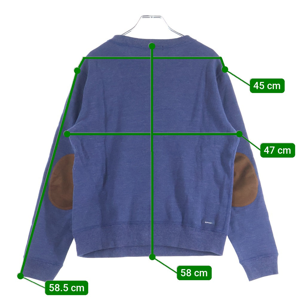 SOPHNET.(ソフネット) エルボーパッチ クルーネックスウェット ネイビー