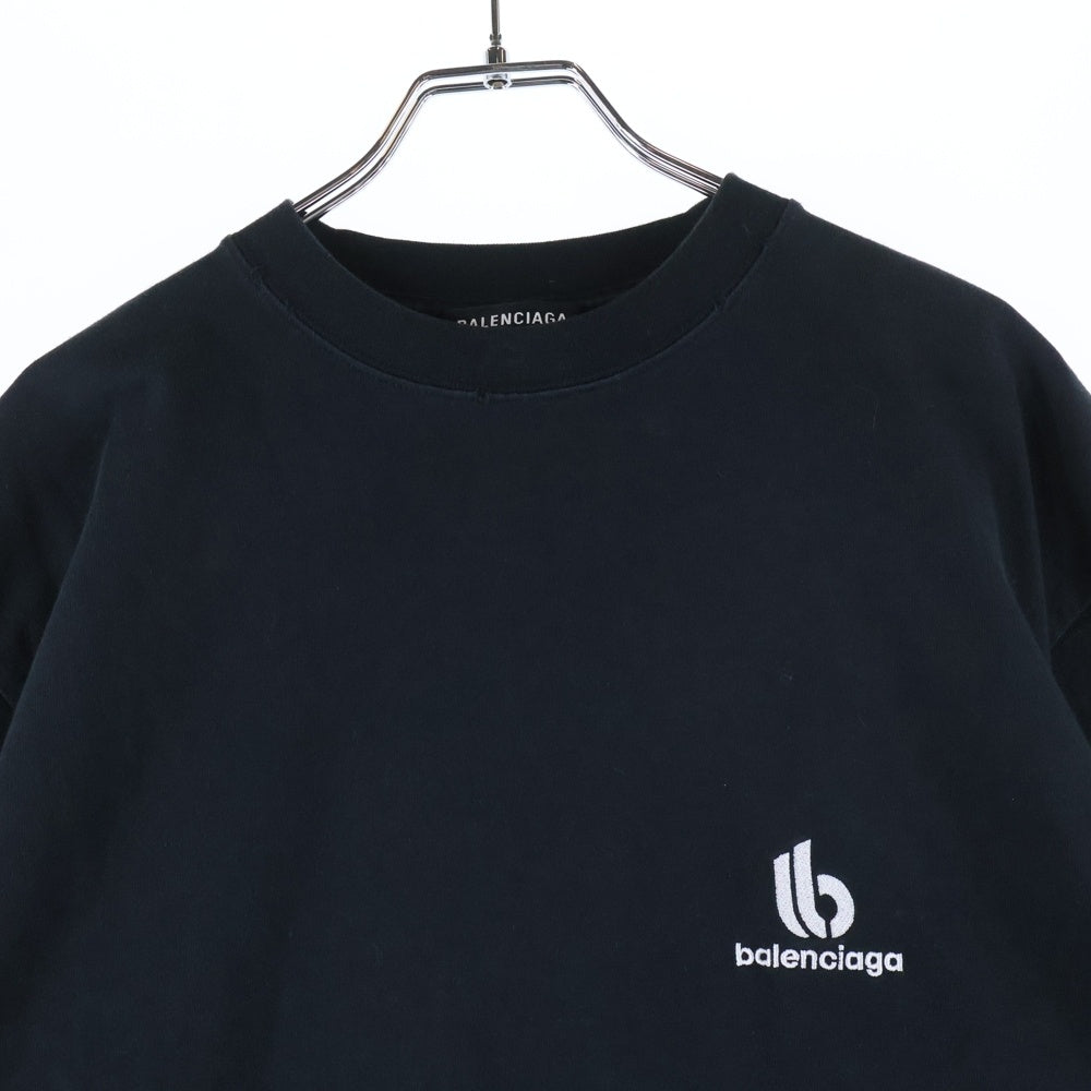 BALENCIAGA(バレンシアガ) スポーティーBロゴ クルーネック 半袖Tシャツ カットソー ブラック 681045 TLVN1