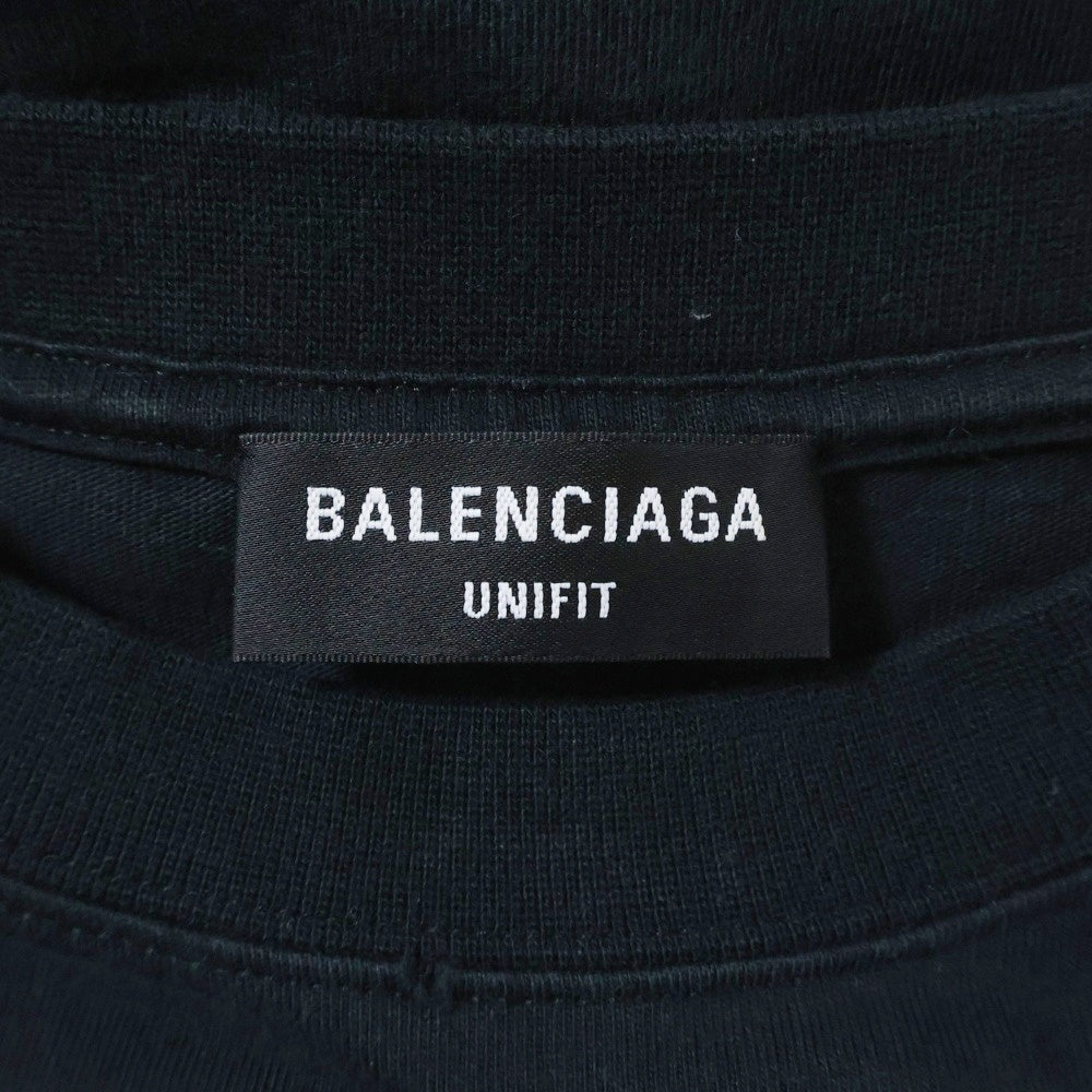 BALENCIAGA(バレンシアガ) スポーティーBロゴ クルーネック 半袖Tシャツ カットソー ブラック 681045 TLVN1