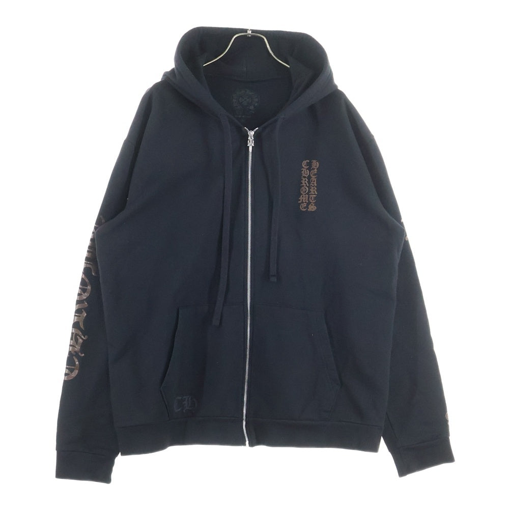CHROME HEARTS(クロムハーツ) SWTSHRT HD ZIP オンライン限定グリッタープリントジップアップパーカー ブラック/ブラウン