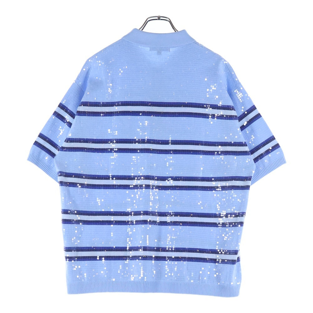 SUPREME(シュプリーム) 23SS Sequin Stripe Zip Polo ストライプ ハーフジップポロシャツ ブルー