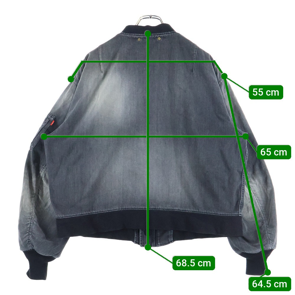 anachronorm(アナクローム) AGING DUAL DENIM MA-1 BLACK デニム生地 MA-1 ジャケット ブラック AN396-W