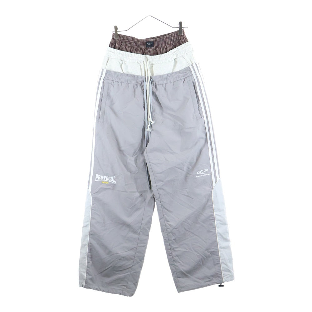 NO BRAND(ノーブランド) Protocol Index LAYERED TRACK PANTS プロトコル インデックス レイヤードトラックパンツ グレー PI25AWMB02-GRY