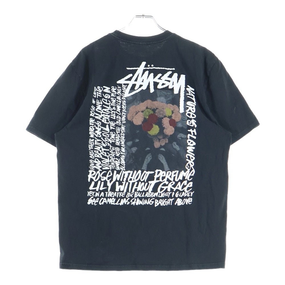 STUSSY(ステューシー) Camellias Pigment Dyed Tee プリント半袖Tシャツ 半袖カットソー ブラック