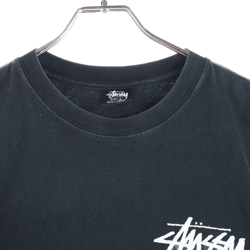 STUSSY(ステューシー) Camellias Pigment Dyed Tee プリント半袖Tシャツ 半袖カットソー ブラック