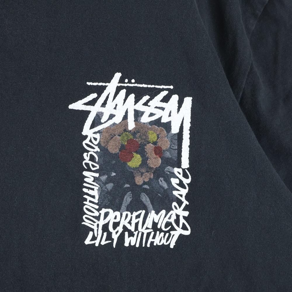 STUSSY(ステューシー) Camellias Pigment Dyed Tee プリント半袖Tシャツ 半袖カットソー ブラック