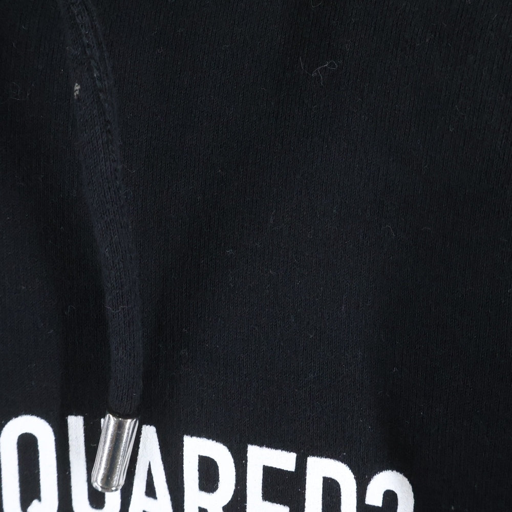 DSQUARED2(ディースクエアード) ICON Hooded Sweatshirt フロントプリント プルオーバーパーカー ブラック S79GU0002/S25042