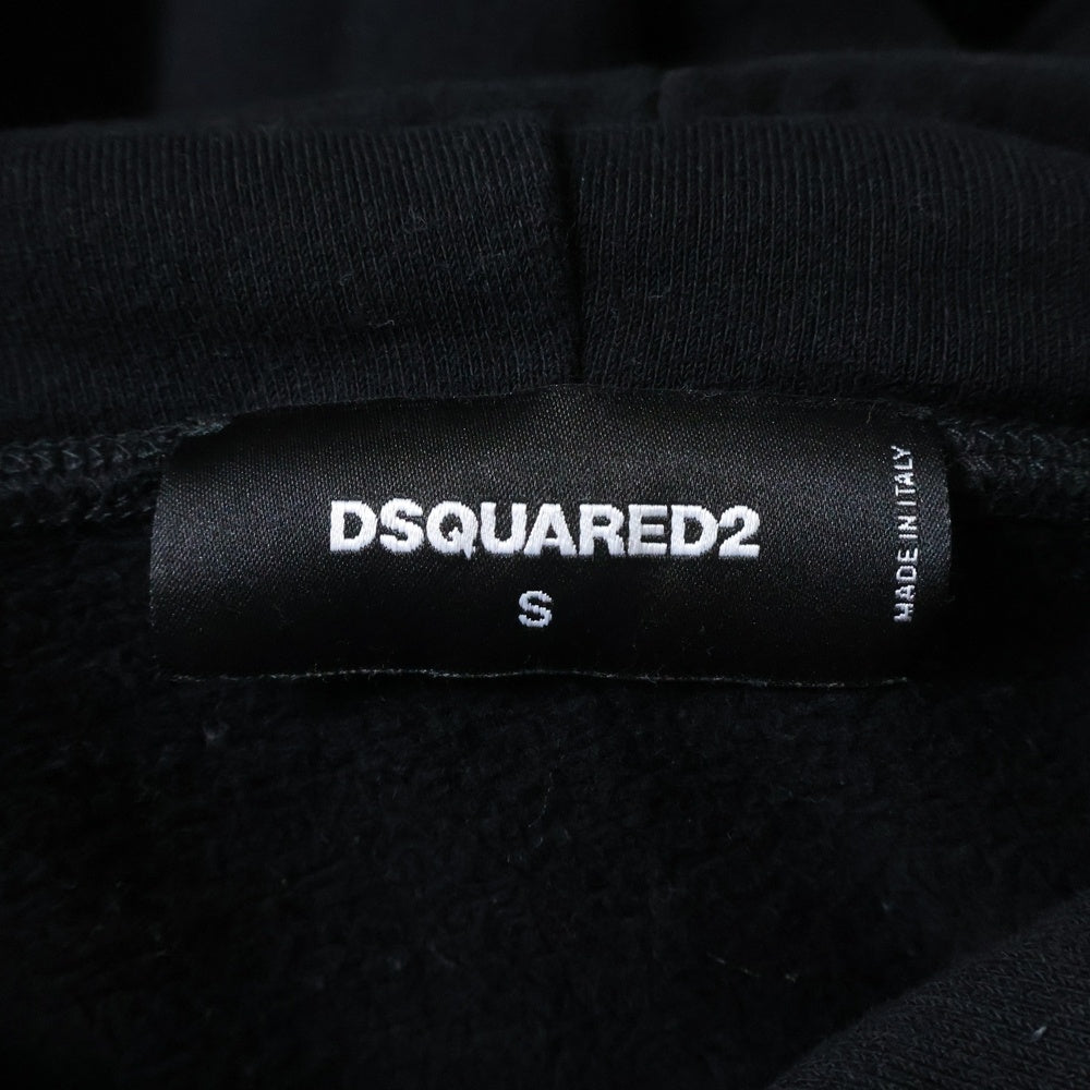 DSQUARED2(ディースクエアード) ICON Hooded Sweatshirt フロントプリント プルオーバーパーカー ブラック S79GU0002/S25042
