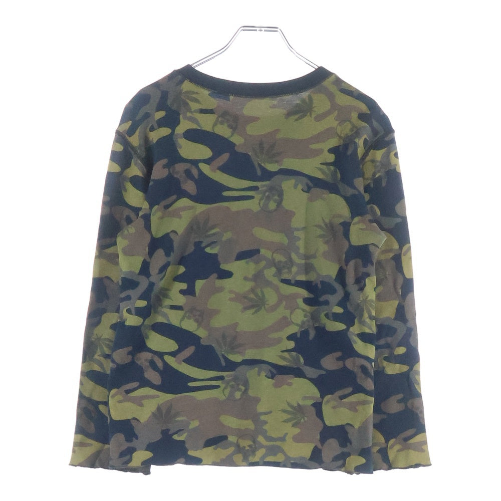 lucien pellat-finet(ルシアンペラフィネ) 迷彩柄 ドクロ 長袖Tシャツカットソー カーキ