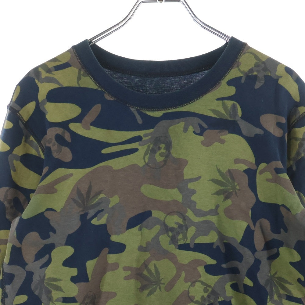 lucien pellat-finet(ルシアンペラフィネ) 迷彩柄 ドクロ 長袖Tシャツカットソー カーキ