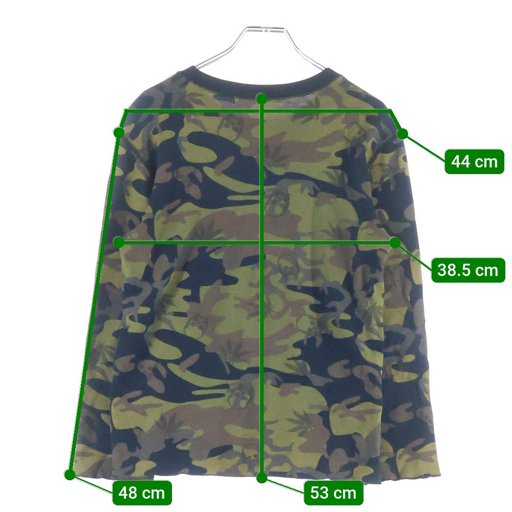 lucien pellat-finet(ルシアンペラフィネ) 迷彩柄 ドクロ 長袖Tシャツカットソー カーキ