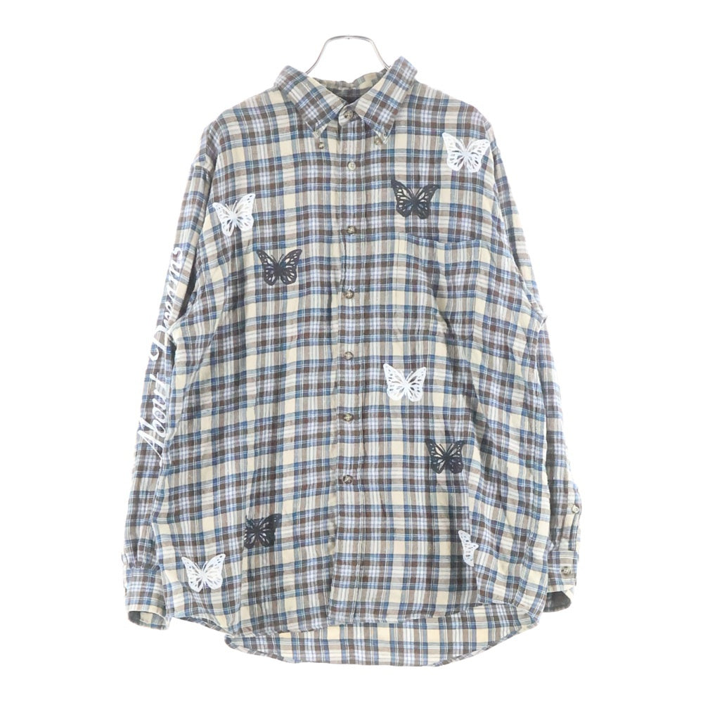 About Dreams(アバウトドリームズ) FLANNEL SHIRT バタフライプリント フランネルシャツ ブラウン