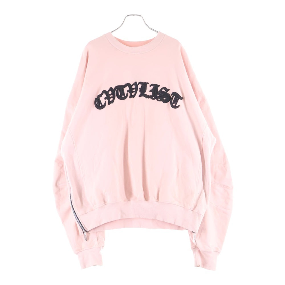 cvtvlist(カタリスト) フロントロゴプリント 裾ジップ クルーネックスウェットトレーナー ピンク 2401010301