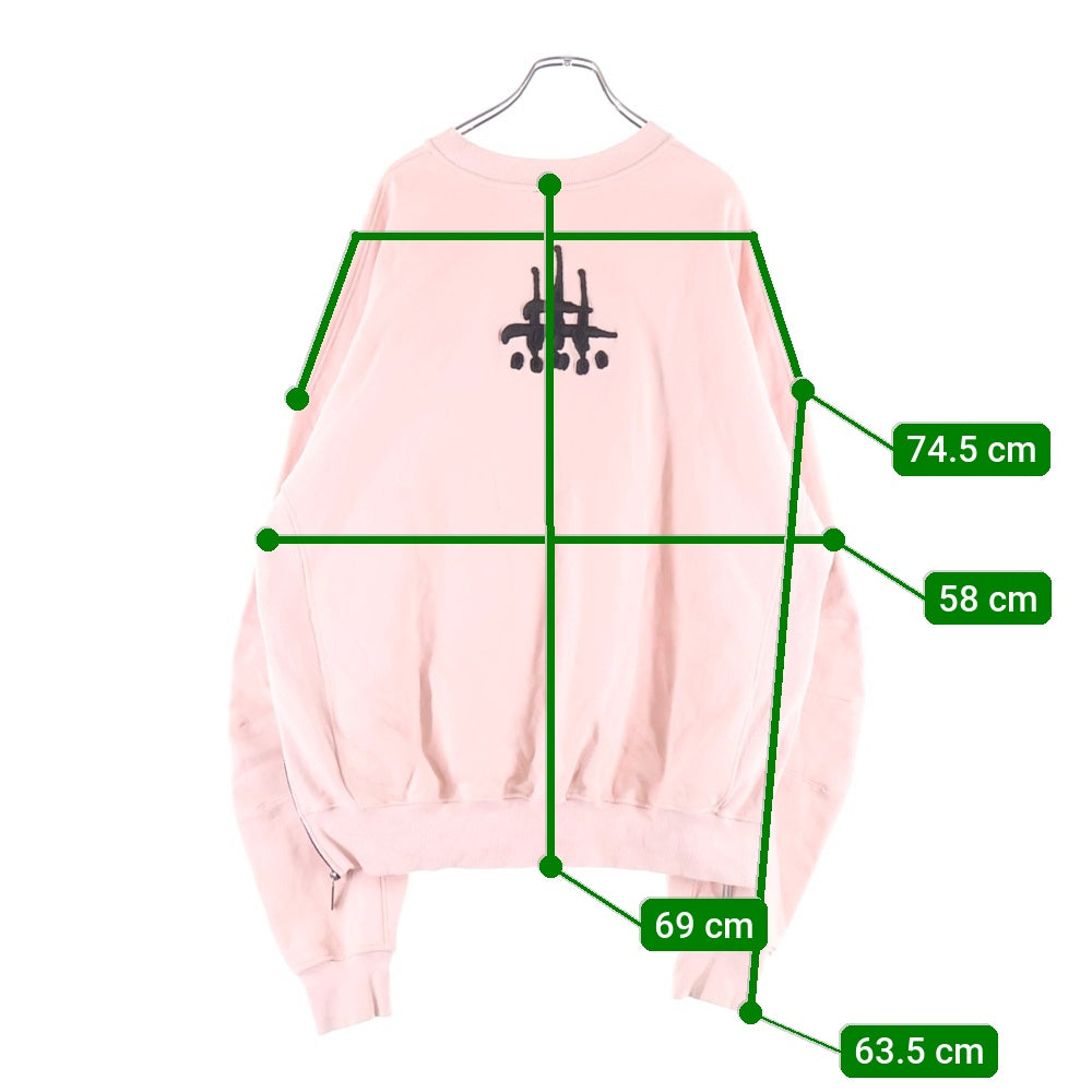 cvtvlist(カタリスト) フロントロゴプリント 裾ジップ クルーネックスウェットトレーナー ピンク 2401010301