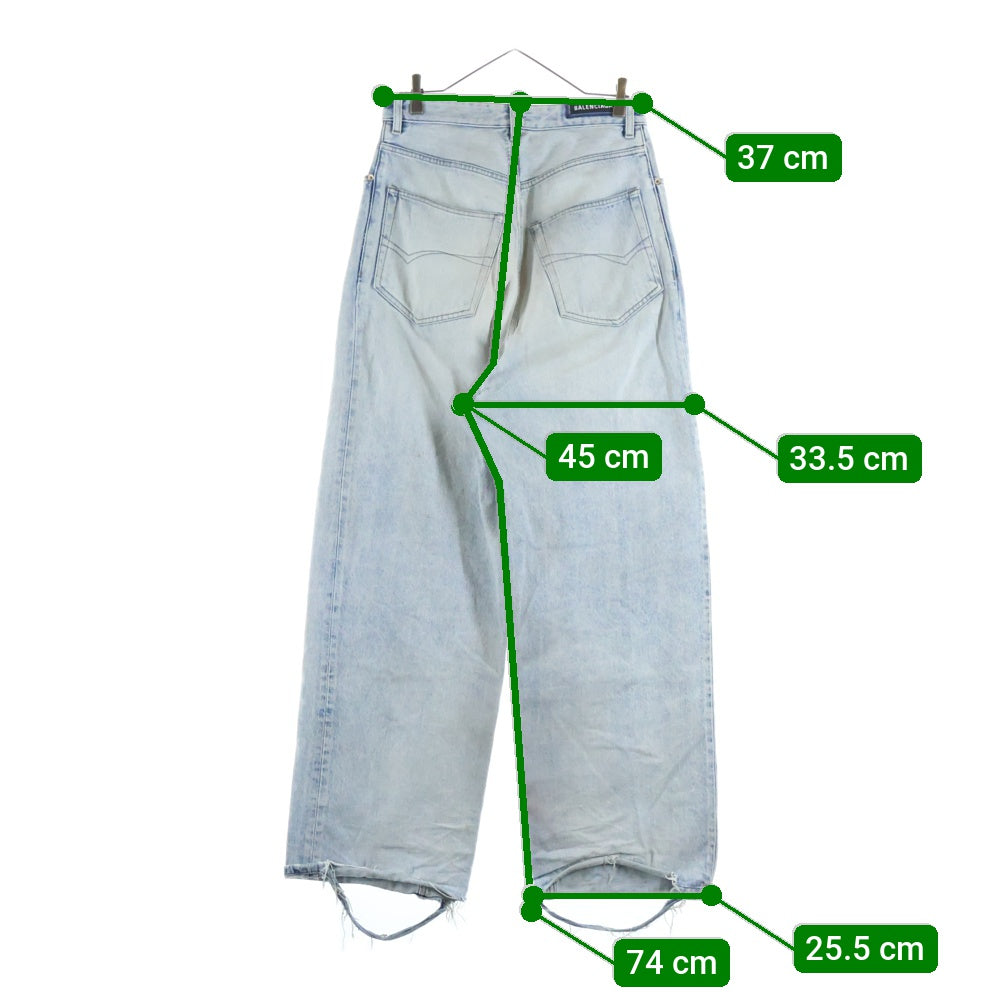 BALENCIAGA(バレンシアガ) 23AW ダメージ加工バギーデニムパンツ 745213 0TDW14 インディゴ