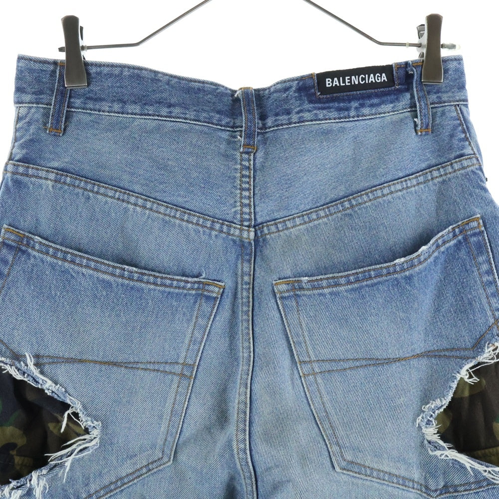 BALENCIAGA(バレンシアガ) 21AW カモフラレイヤードクラッシュデニムパンツ インディゴ 662763 TDW14