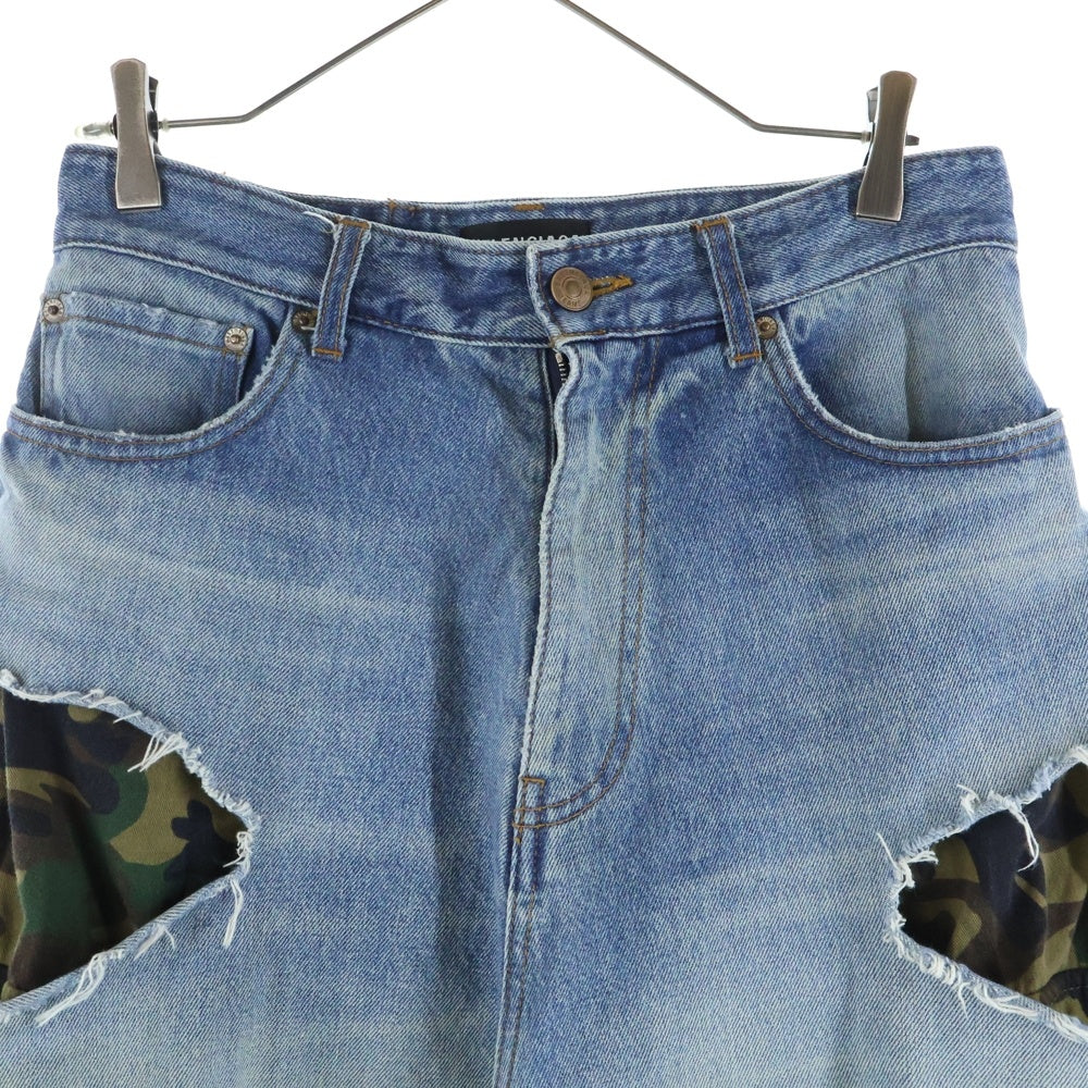 BALENCIAGA(バレンシアガ) 21AW カモフラレイヤードクラッシュデニムパンツ インディゴ 662763 TDW14