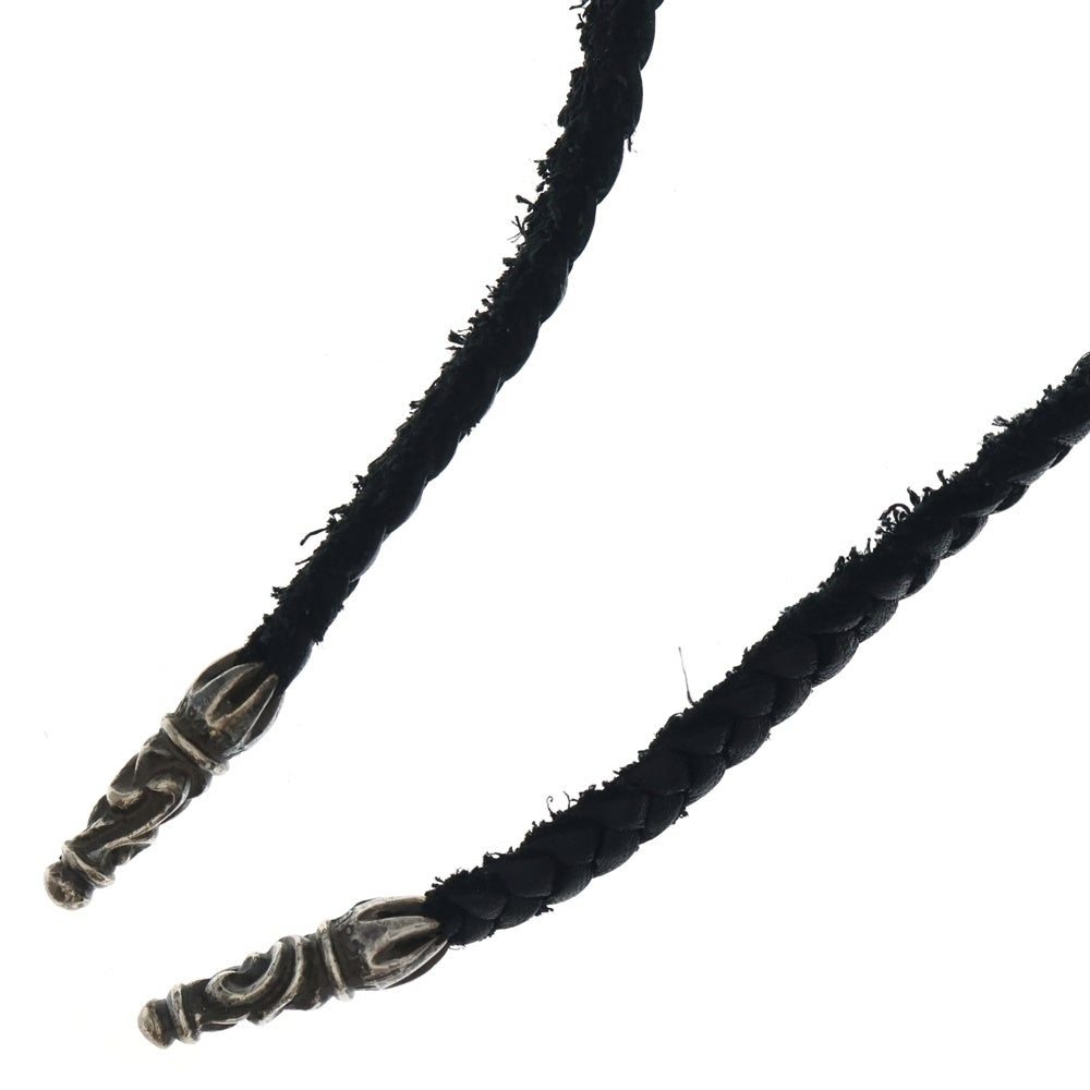 CHROME HEARTS(クロムハーツ) LEATHER BRAID SCROLL ネックレス レザーブレイドネックレス ブラック/シルバー BCA377