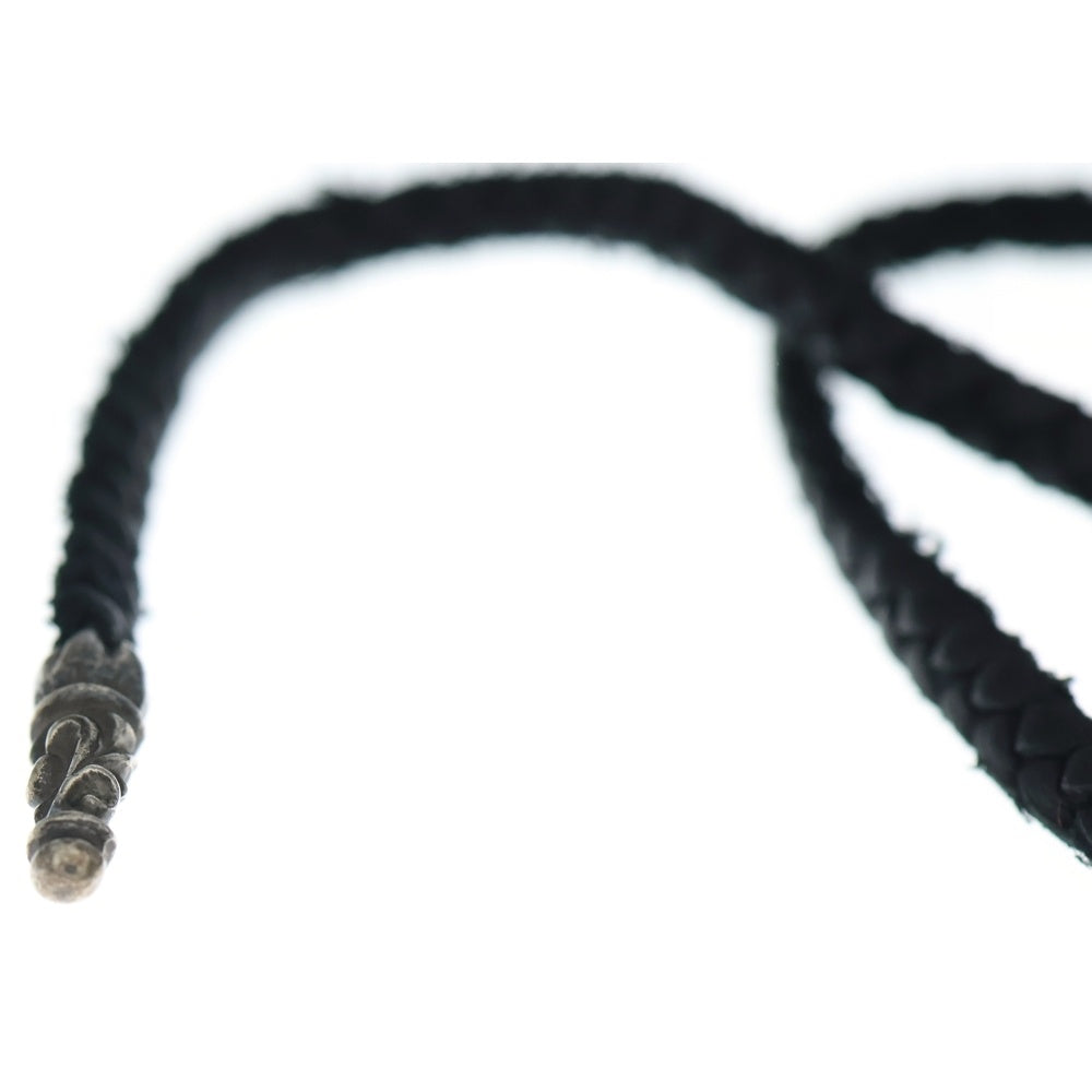 CHROME HEARTS(クロムハーツ) LEATHER BRAID SCROLL ネックレス レザーブレイドネックレス ブラック/シルバー BCA377