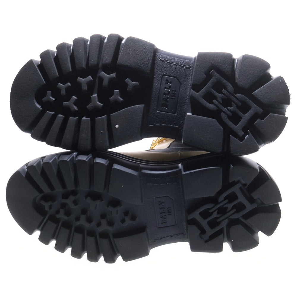 BALLY(バリー) サイドゴアブーツ ロゴゴールド金具 厚底ブーツ アイボリー レディース