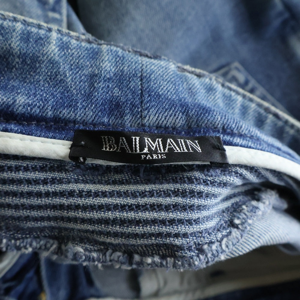 BALMAIN(バルマン) レディース スキニーバイカーデニムパンツ インディゴ 125453 136K