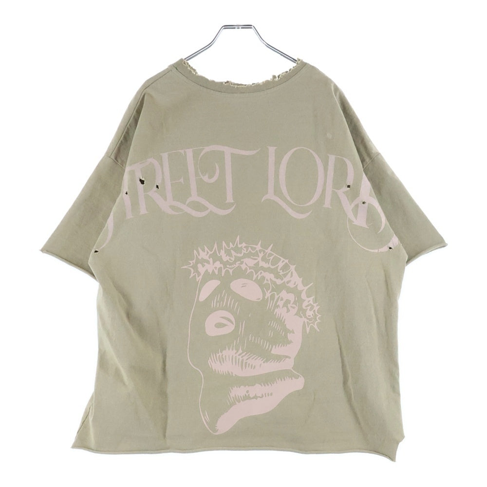 cvtvlist(カタリスト) STREET LORD TEE フロントプリント ダメージ加工 半袖Tシャツカットソー ベージュ