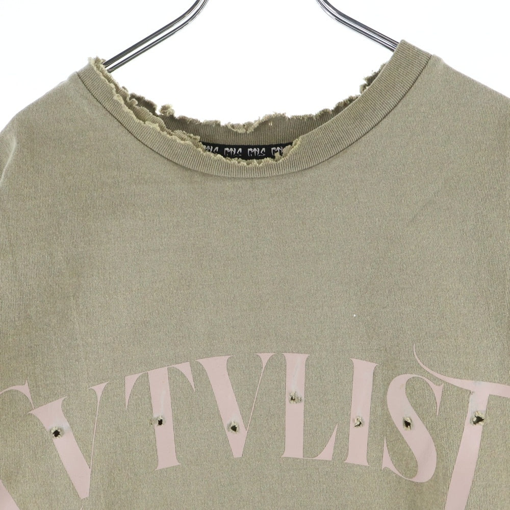 cvtvlist(カタリスト) STREET LORD TEE フロントプリント ダメージ加工 半袖Tシャツカットソー ベージュ