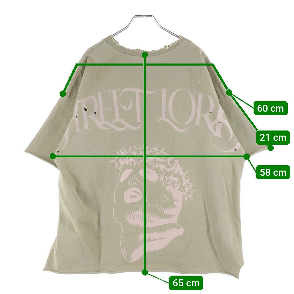 cvtvlist(カタリスト) STREET LORD TEE フロントプリント ダメージ加工 半袖Tシャツカットソー ベージュ