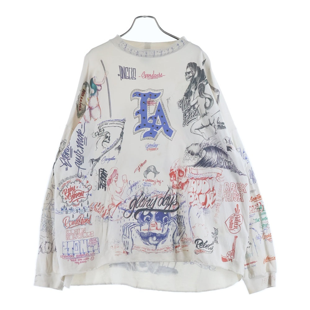 SAINT MICHAEL(セントマイケル) 24SS × BORN X RAISED BR LS TEE LA WHITE SM-YS8-0000-C10 ボーンアンドレイズド マルチデザイン長袖Tシャツ カットソー ホワイト