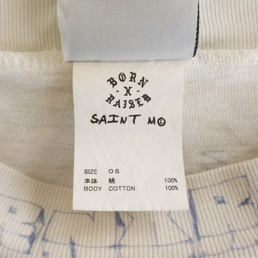 SAINT MICHAEL(セントマイケル) 24SS × BORN X RAISED BR LS TEE LA WHITE SM-YS8-0000-C10 ボーンアンドレイズド マルチデザイン長袖Tシャツ カットソー ホワイト