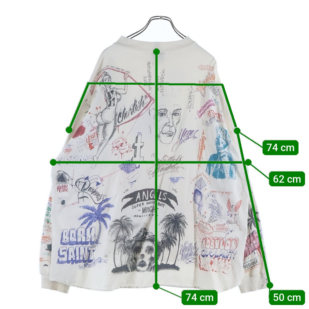 SAINT MICHAEL(セントマイケル) 24SS × BORN X RAISED BR LS TEE LA WHITE SM-YS8-0000-C10 ボーンアンドレイズド マルチデザイン長袖Tシャツ カットソー ホワイト