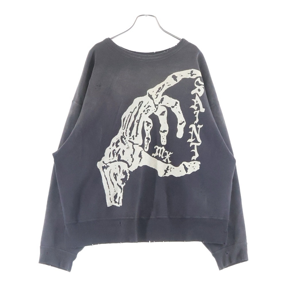 SAINT MICHAEL(セントマイケル) 24AW BONE SAINT CREW SWT ボーンプリント クルーネックスウェットトレーナー グレー SM-YS1-0000-031