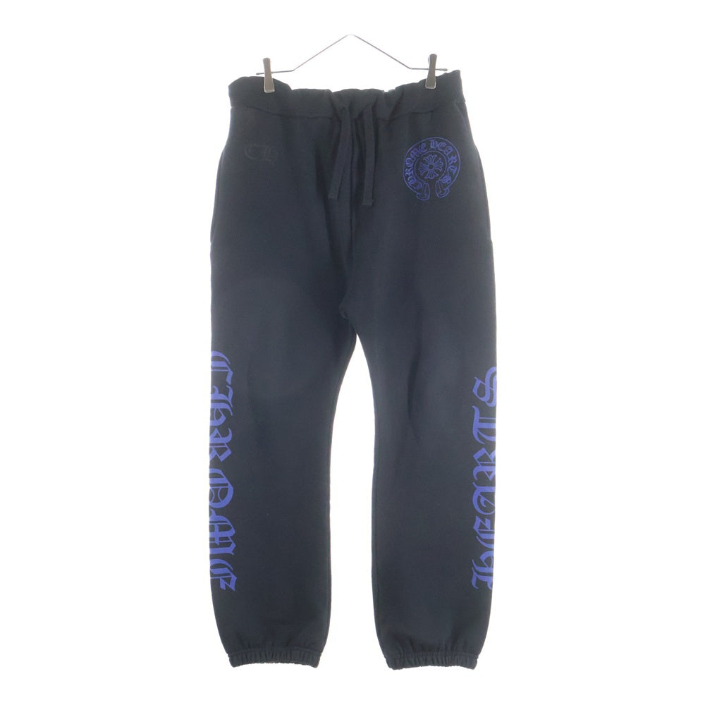CHROME HEARTS(クロムハーツ) SWTSHRT PANTS フロントスクロールラベル サイドロゴ プリント スウェットパンツ ブラック/ブルー