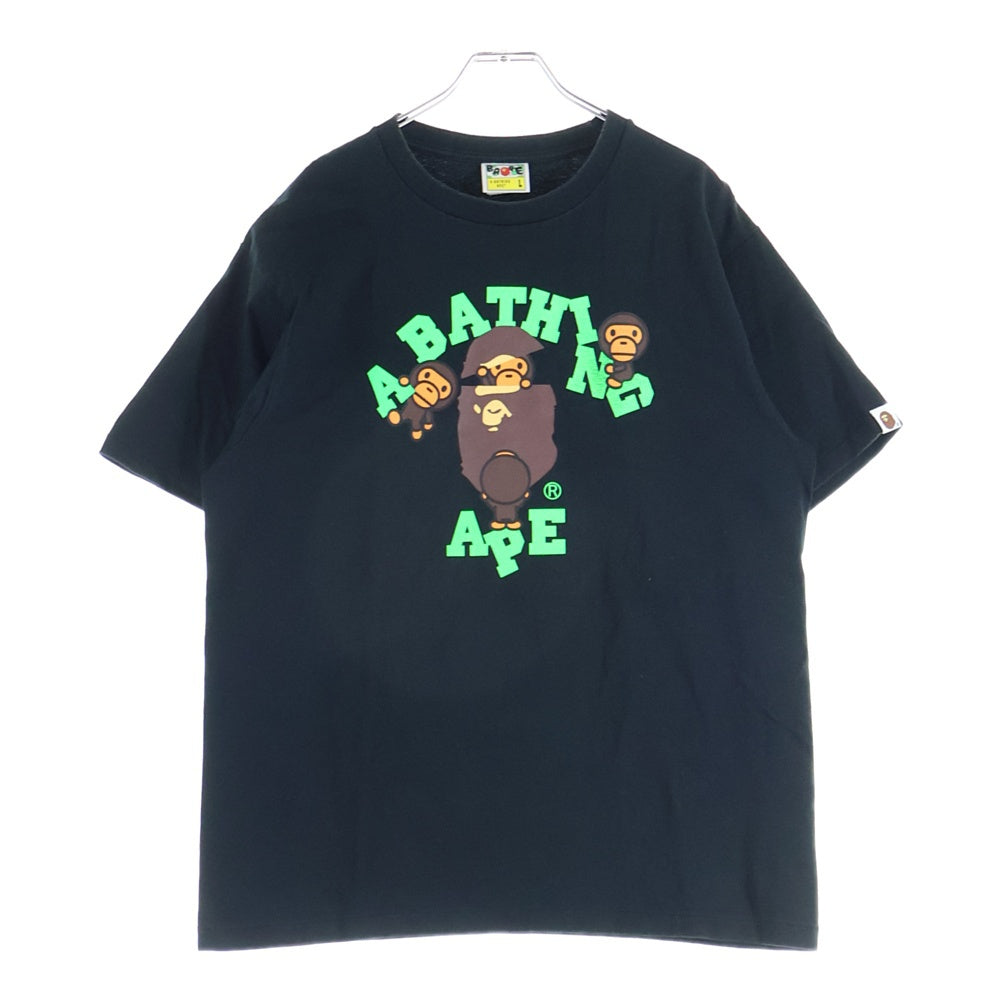 A BATHING APE(アベイシングエイプ) フロントプリント半袖カットソー 半袖Tシャツ 002TEF801009X ブラック