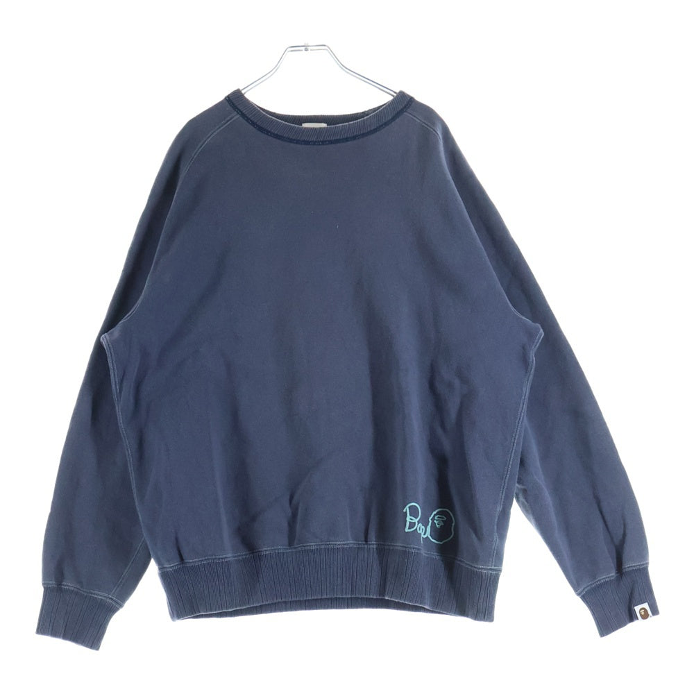 A BATHING APE(アベイシングエイプ) 90s バッグ刺繍クルーネックスウェットトレーナー ネイビー